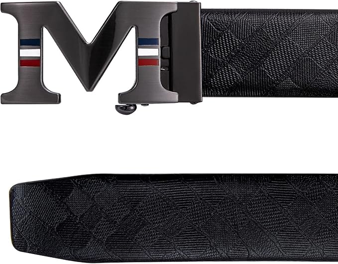 Dubulle Designer Mens Belts, Sliding Automatic Buckle Ratchet Dress Belt TOP Genuine Leather Strap Gifts