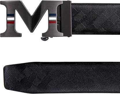 Dubulle Designer Mens Belts, Sliding Automatic Buckle Ratchet Dress Belt TOP Genuine Leather Strap Gifts