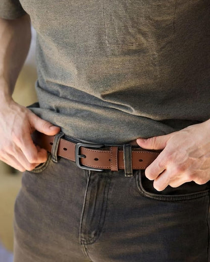 CHAOREN Mens Belts Leather - 35mm Genuine Leather Belt for Jeans - Men Gift for Casual Dress