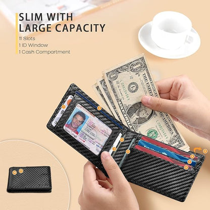 Zitahli Bifold Wallets for Men - Slim RFID Leather Credit Card Holder for 6-11 Cards, Minimalist Thin Wallet with ID Window & Cash Slot,Front Pockt Carteras Para Hombres, Birthday Gifts for Men | Slim, RFID Blocking, Premium, Front Pocket, Gift Box, Le...