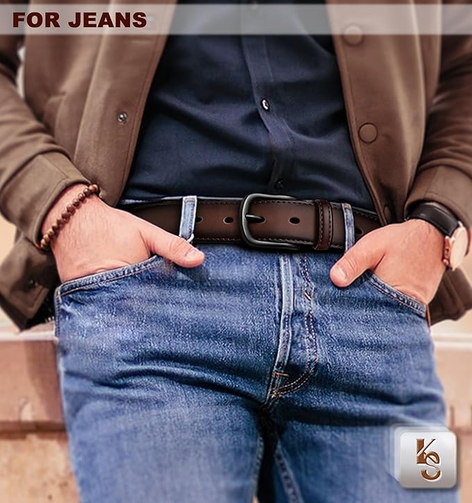 KEMISANT Men Belt-Genuine Leather Belt for Men Dress Casual Golf Jeans 1 3/8"