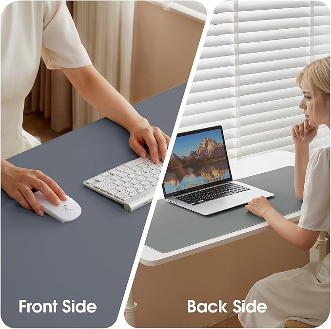 Leather Desk Pad Protector 23.6x13.7inch Non-Slip Large Gaming Mouse Pad Waterproof Desk Writing Pad Desk Blotter Laptop and Keyboard Mat for Office and Home(Royal Blue)