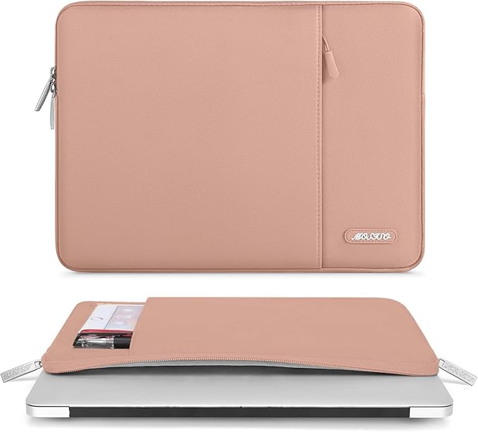 MOSISO Laptop Case 15 inch, 15 inch Laptop Sleeve Compatible with MacBook Air M5 A3448 M4 A3241 M3 A3114 M2 A2941 2026-2023, Dell XPS, Polyester Vertical Computer Sleeve Bag with Pocket, Salmon Pink