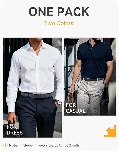 CHAOREN Reversible Belt Men 1 Piece - 1.25" Leather Dress Belt - Trim to Fit for Elegant Style