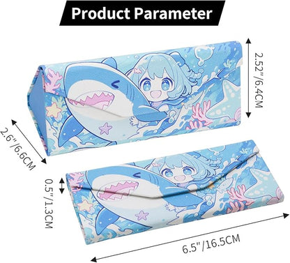 Foldable Glasses Case, Magnetic PU Leahter Sunglasses Case, Cute Hard Shell Folding Eyeglass Cases for Women Kids