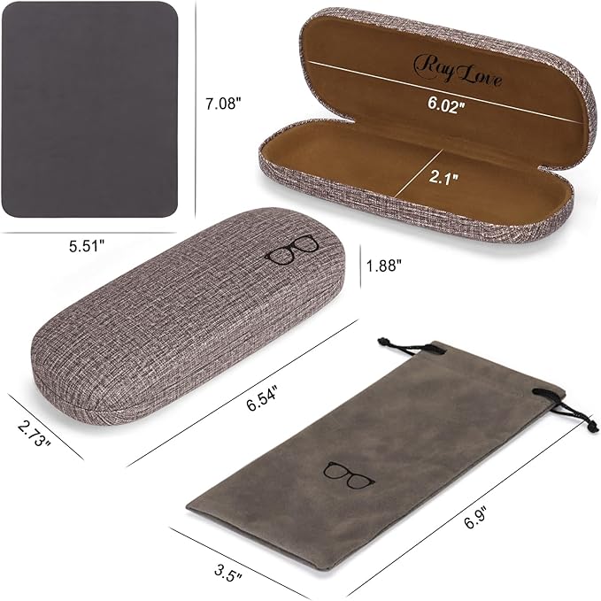 RayLove 3-Pack Hard Shell Eyeglasses Case Large Reading Glasses Hard Case