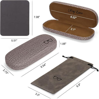 RayLove 3-Pack Hard Shell Eyeglasses Case Large Reading Glasses Hard Case
