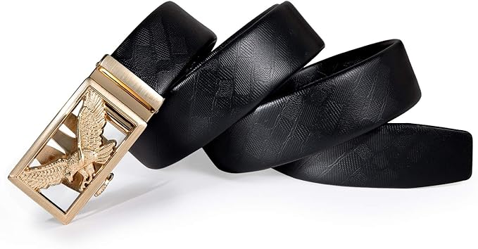Dubulle Designer Mens Belts, Sliding Automatic Buckle Ratchet Dress Belt TOP Genuine Leather Strap Gifts