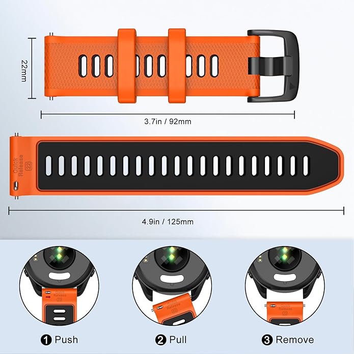 ISABAKE 22mm Watch Band for Gamrin Forerunner 265/Forerunner 255/Vivoactive 4 45mm/Venu 2/Venu 3, Silicone Quick Release Replacement Wristband