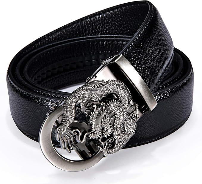 Dubulle Men's Ratchet Belt Gold/Black/Red/Green/Blue/White Automatic Buckle Business Casual Belt Gift - Adjustable Fit