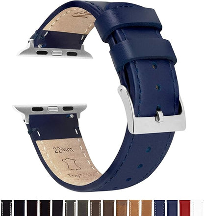 BARTON WATCH BANDS - Top Grain Leather Watch Bands Compatible with Apple Watch Models - 1, 2, 3, 4, 5, 6, 7, 8, 9, 10, SE, Ultra & Ultra 2