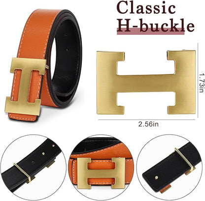 Aurolran Men&Womens Leather Dress Belt Business Automatic Buckle Belt Color-Black Silver Gold