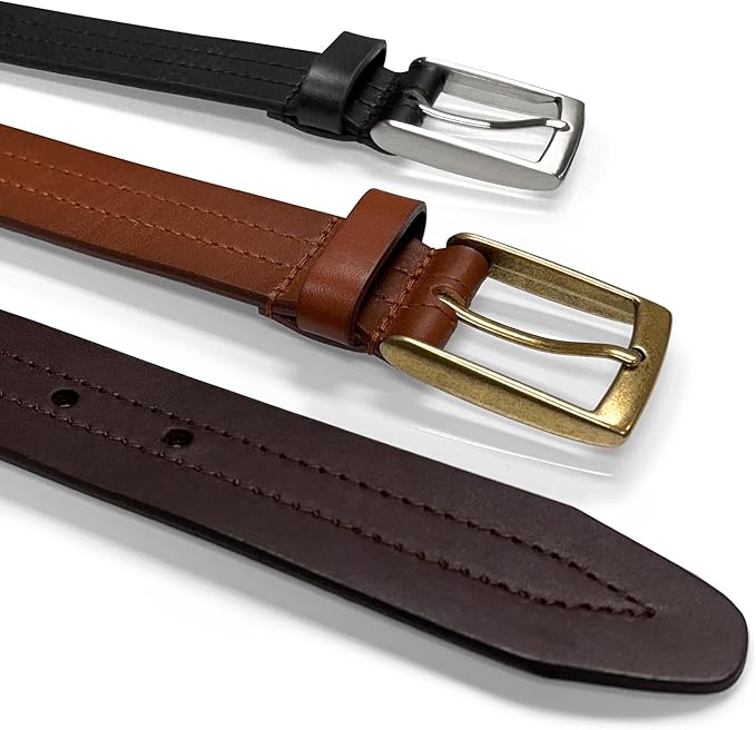 Men's Oil-Tanned Genuine Leather Dress Classic Belt 1-1/8"(30mm) or 1-3/8"(35mm) Wide One Piece Dress Belt
