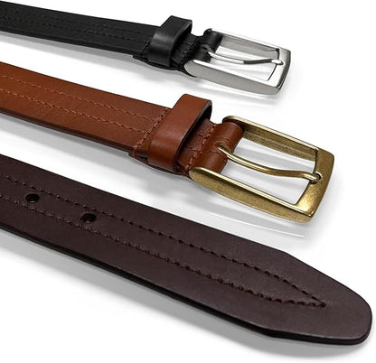 Men's Oil-Tanned Genuine Leather Dress Classic Belt 1-1/8"(30mm) or 1-3/8"(35mm) Wide One Piece Dress Belt