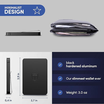 TRAVANDO SLYDE Aluminum Card Holder - RFID Blocking Slim Wallet for Men with Money Clip – Holds Up to 6 Cards – RFID Protected Credit Card Mens Wallet (5-6 Cards)