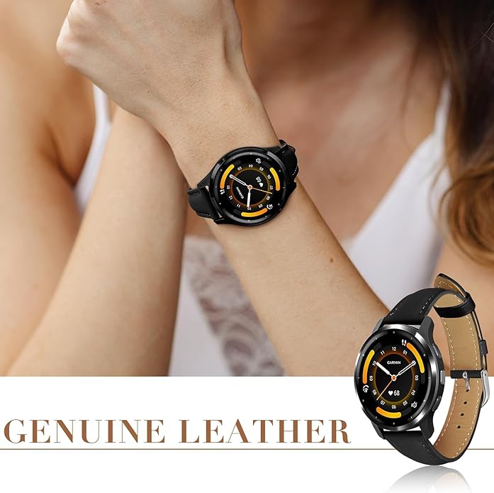 18mm Slim Leather Band Compatible with Garmin Venu 3S 41mm/Venu 4 41mm/Venu 2S/Vivoactive 4S/Vivomove 3S/Forerunner 255S/Forerunner 265S, Quick Release Thin Narrow Soft Strap for Women Men