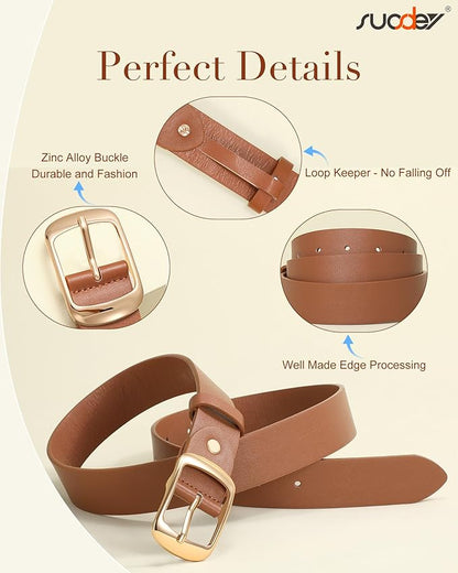 SUOSDEY Women Belts For Jeans Dresses Pants Ladies Leather Waist Belt with Elegant Buckle, Width 1.3"