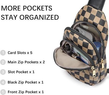 BOSTANTEN Small Sling Bag for Women Leather Crossbody Bags Fanny Pack Chest Bag for Travel