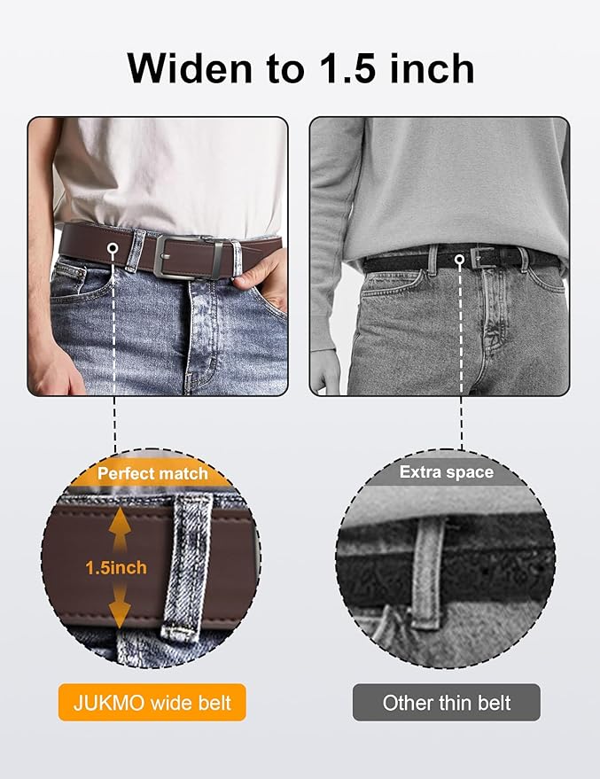 JUKMO 1.5" (38mm) Leather Ratchet Belt for Men in Gift Box