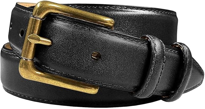 Adam Gold Men's Genuine Full-Grain Cowhide Leather Dress Belt 1-1/8"(30mm) Wide Polished Buckle