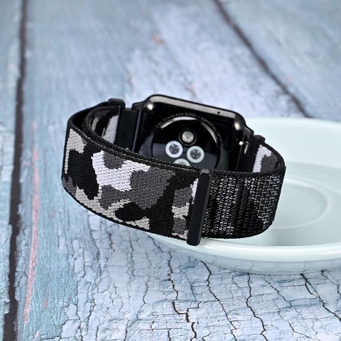 WOCCI 18mm Adjustable Nylon Watch Band, Quick Release Sport Loop Strap (City Camo)
