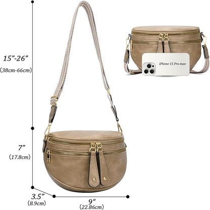KKXIU Crossbody Sling Bag for Women Trendy Fanny Pack Vegan Leather Chest Bag | Trendy