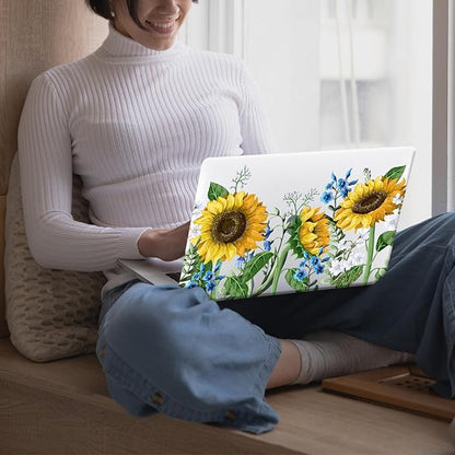 KEROM Compatible with MacBook Pro 13 inch Case 2022-2016 Release M2 M1 A2338 A2289 A2251 A2159 A1989 A1706 with Touch Bar, Plastic Hard Shell Case & Keyboard Cover, Sunflower