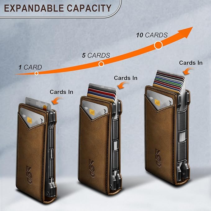 KEMISANT Men Wallet- Slim Wallet Money Clip For Gift Men in Front Pocket 12Cards-Metal Case with Magnetic Flip