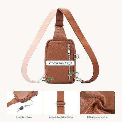 befen Genuine Leather Anti Theft Small Crossbody Bags for Women, RFID Cross Body Sling Chest Bags Fanny Packs Travel Purse