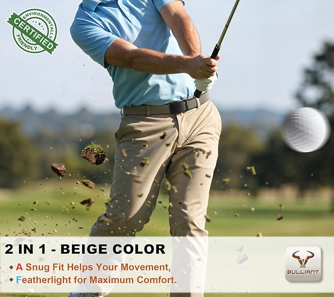 BULLIANT Men Belt-Reversible Ratchet Belt Stretchable for Gift Men Work Casual Golf 1 3/8"-Cut For Fit -2 In 1Belt