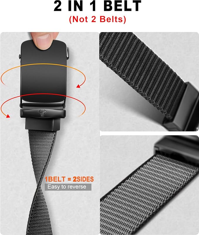 BULLIANT Men Belt-Reversible Ratchet Belt Stretchable for Gift Men Work Casual Golf 1 3/8"-Cut For Fit -2 In 1Belt