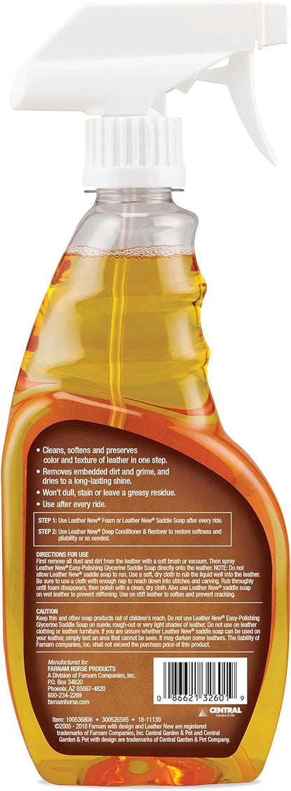 Farnam Leather New Easy-Polishing Glycerine Saddle Soap and Leather Saddle Cleaner, Protects and Preserves Leather, Cleans, Conditions and Polishes, 16 Oz. (Pack of 2)