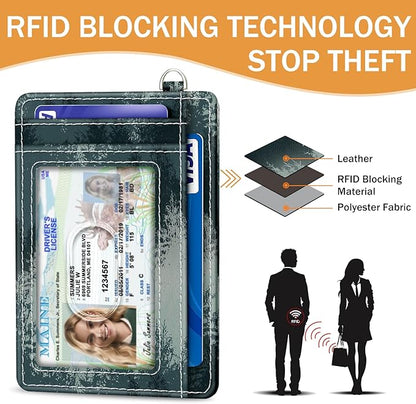 Yonlevres Credit Card Holder Slim Wallet, Forest RFID Wallet Women Front Pocket Small Card Holder, Travel Cute Funny Thin Card Case ID Window PU Leather RFID Blocking Card Organizer Gifts Girls Ladies