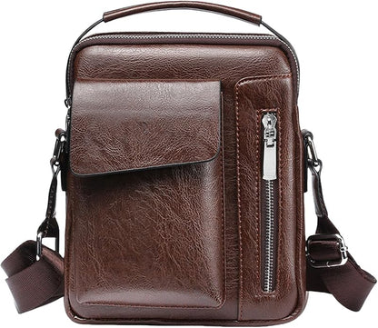 Men's Leather Crossbody Bag, Casual leather Bag for Men, Crossbody Bag Office Business,Handbag Purse Zipper