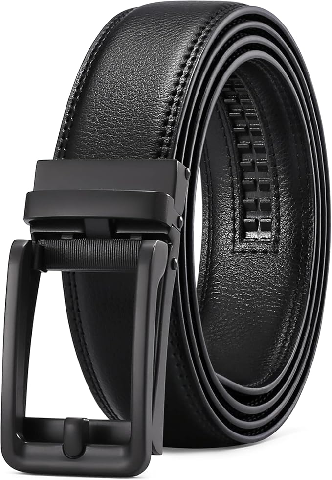 SENDEFN Men's Leather Dress Casual Belt 1 3/8" Automatic Adjustable Click Buckle Belts with Gift Box