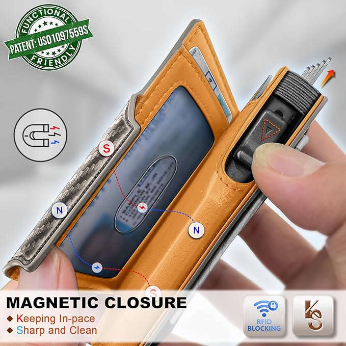 KEMISANT Airtag Wallet Men Gift,Mens Slim Front Pocket Wallet Money Clip Standard or Apple Airtag Use 3.8"×2.8"×0.9"