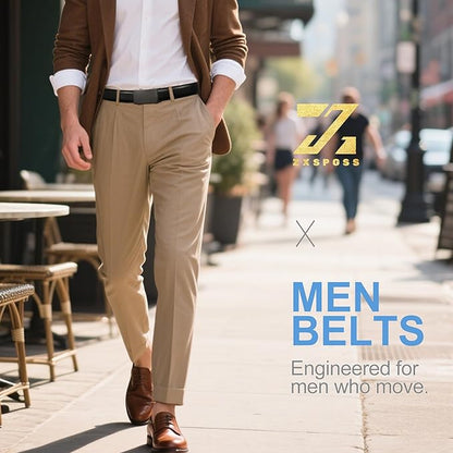 Men's Leather Ratchet Belt, 1-3/8" Wide, Auto Buckle, Trim-to-Fit, No Holes, Casual & Dress, Gift Box