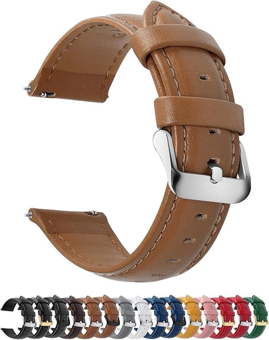 Fullmosa Watch Band, Quick Release Leather Watch Strap for Men Women, Replacement Bands Width 12mm 14mm 16mm 18mm 19mm 20mm 21mm 22mm 24mm