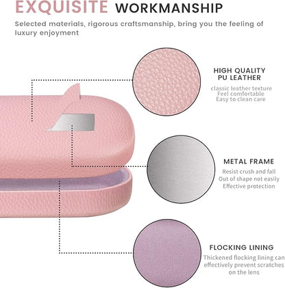 molshine Hard Shell Leather Sunglasses Case,Classic Large Glasses Case for Women Men,Sunglass Eyeglasses
