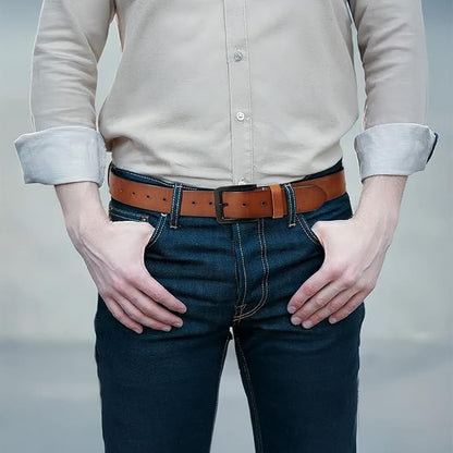 Men's Leather Belt Full Grain Leather Belts for Men Handmade Real Solid Top-Grain Leather Heavy-Duty Work Belt Gifts