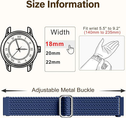 SNBLK 3 Pack 18mm 20mm 22mm Braided Watch Band Compatible with Garmin Vivoactive 5 Watch Bands/Vivoactive 6/3/4s, Quick Release Adjustable Elastic Nylon Loop Strap for Venu 3S/2S/Venu 3/2 Women Men