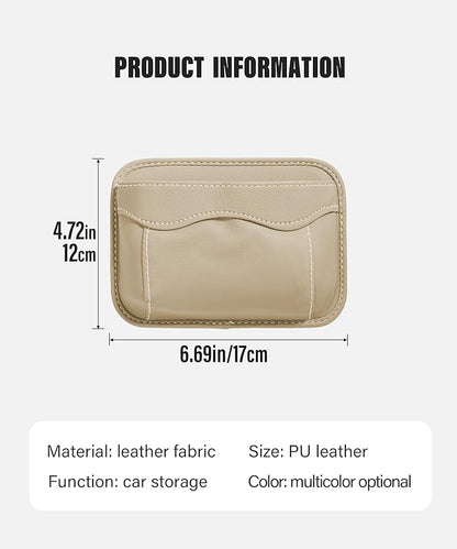 SUJADE YAKEFLY Car Seat Side Pocket Organizer PU Leather Holder with Cell Phone Sunglasses Gap Filler Mini Storage Bag, Interior Accessories Organizer (Beige)