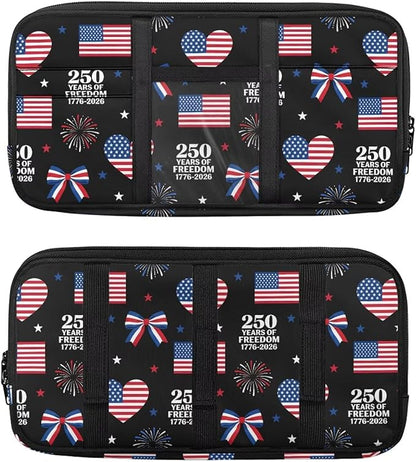 250th USA Anniversary Car Sun Visor Organizer Auto Visor Multi-Pocket Storage Pouch Holder Vehicle Visor Net Personal Belonging Pouch for Card Pen Phone