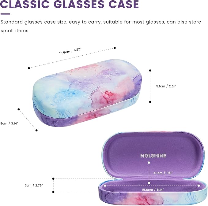molshine Hard Shell Leather Sunglasses Case,Classic Large Glasses Case for Women Men,Sunglass Eyeglasses
