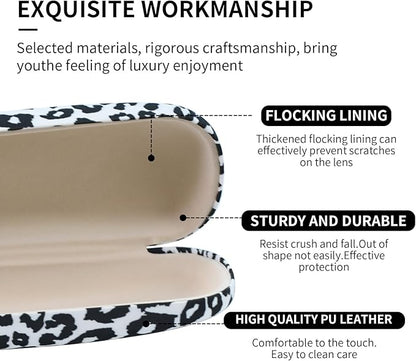 PERFECTSIGHT Hard Shell Eyeglasses Case, PU Leather Protective Glasses Case, Cute Eyeglass Case for Women Men Girls