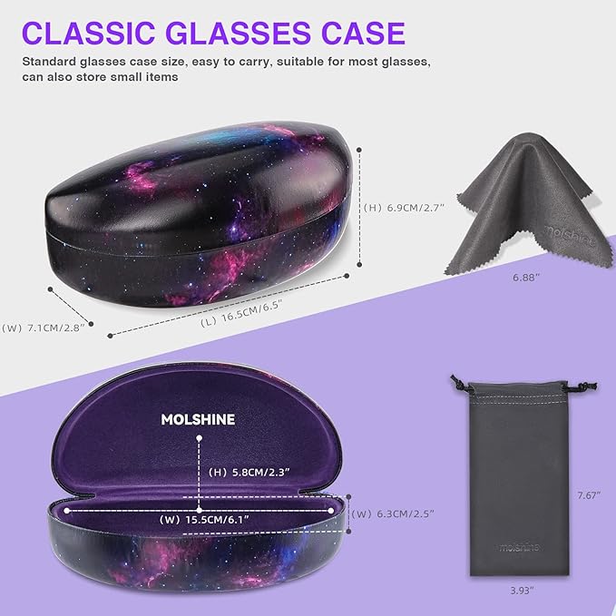 molshine Hard Shell Sunglasses Case,Large Glasses Case for Women Men Oversized Sunglass Eyeglasses