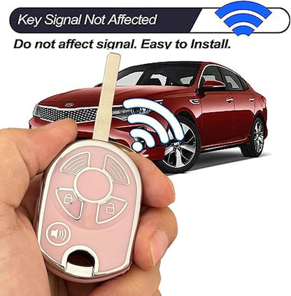 Keyless Entry Systems Key for Ford Key Fob Cover Shell with Keychain Fit for Ford Transit Mustang Fusion Lincoln Mercury Smart Key (3Buttons Silver-Pink)
