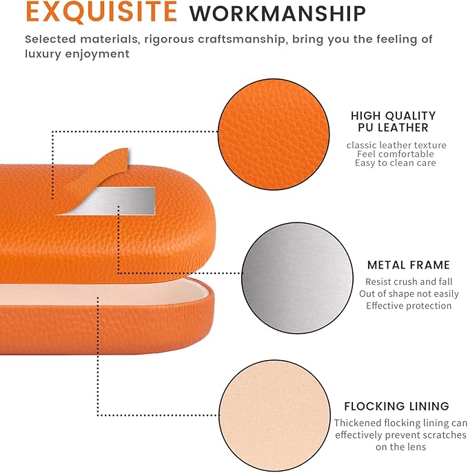 molshine Hard Shell Leather Sunglasses Case,Classic Large Glasses Case for Women Men,Sunglass Eyeglasses