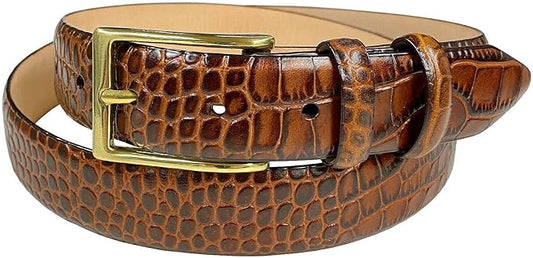 Adam Gold Men's Genuine Full-Grain Cowhide Leather Dress Belt 1-1/8"(30mm) Wide Polished Buckle