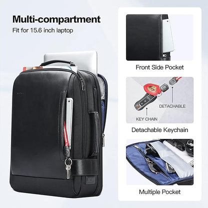 BOPai Business Smart 15.6 Inch Laptop Backpack Convertible Expandable Anti-Theft USB Charging Multi-Functional Travel Professional Work Office Men Commuter Large Black With Bottle Holder Waterproof